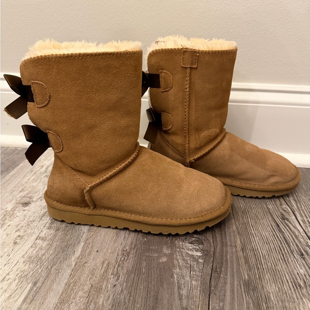 UGG Bailey Bow Tan Suede Boots